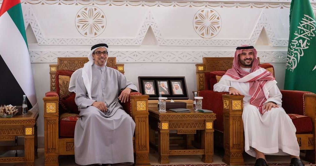 Sheikh Mansour and Prince Khalid bin Salman Meet in Riyadh